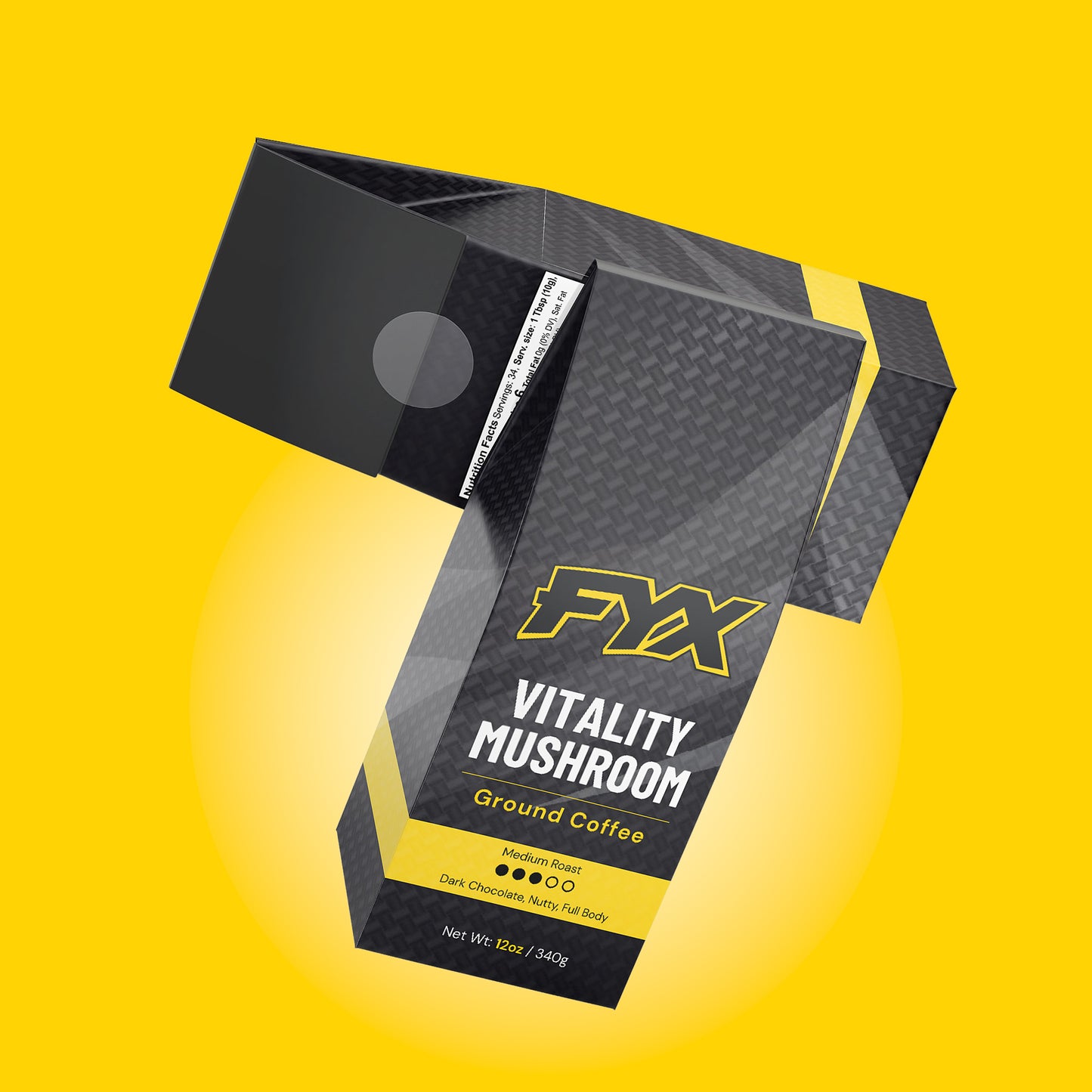 Vitality Mushroom Coffee packaging by FYX Daily