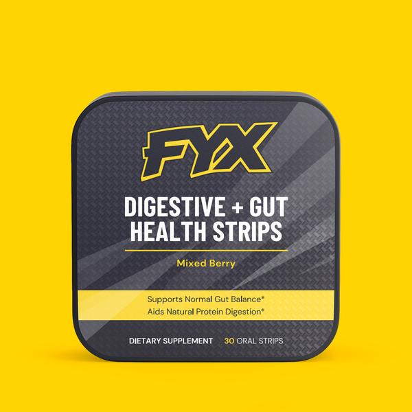 FYX Daily Digestive + Gut Health Strips pack with probiotics and digestive enzymes