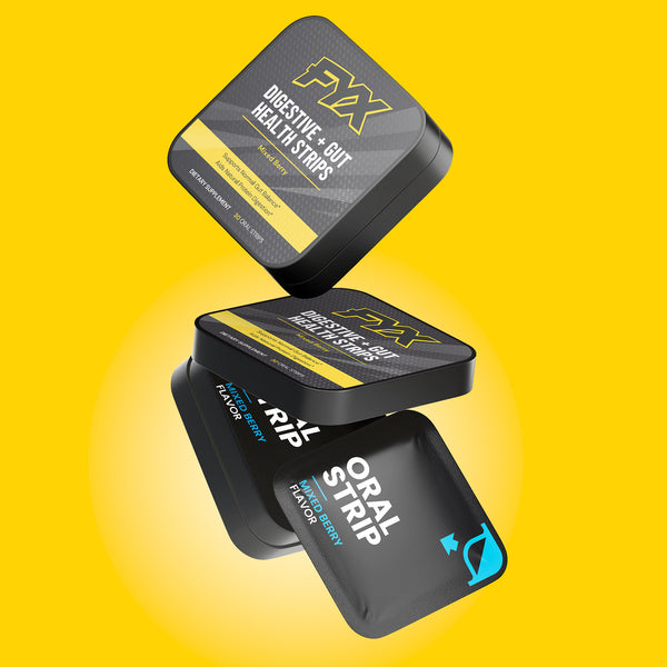 Digestive + Gut Health Strips packaging by FYX Daily