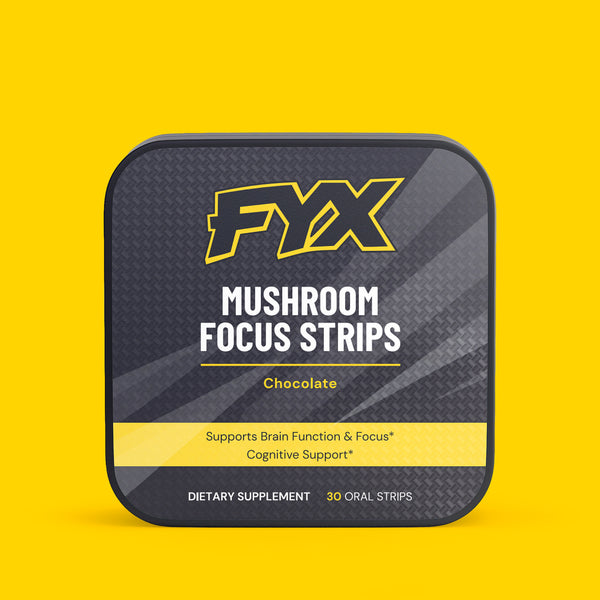 FYX Daily Mushroom Focus Strips pack with lion's mane, maitake, cordyceps and shiitake
